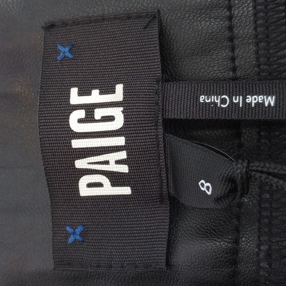 NWT Paige Womens Pants Sz 8 Jazz Black Vegan Faux Leather High Rise Trendy Style - Picture 4 of 8